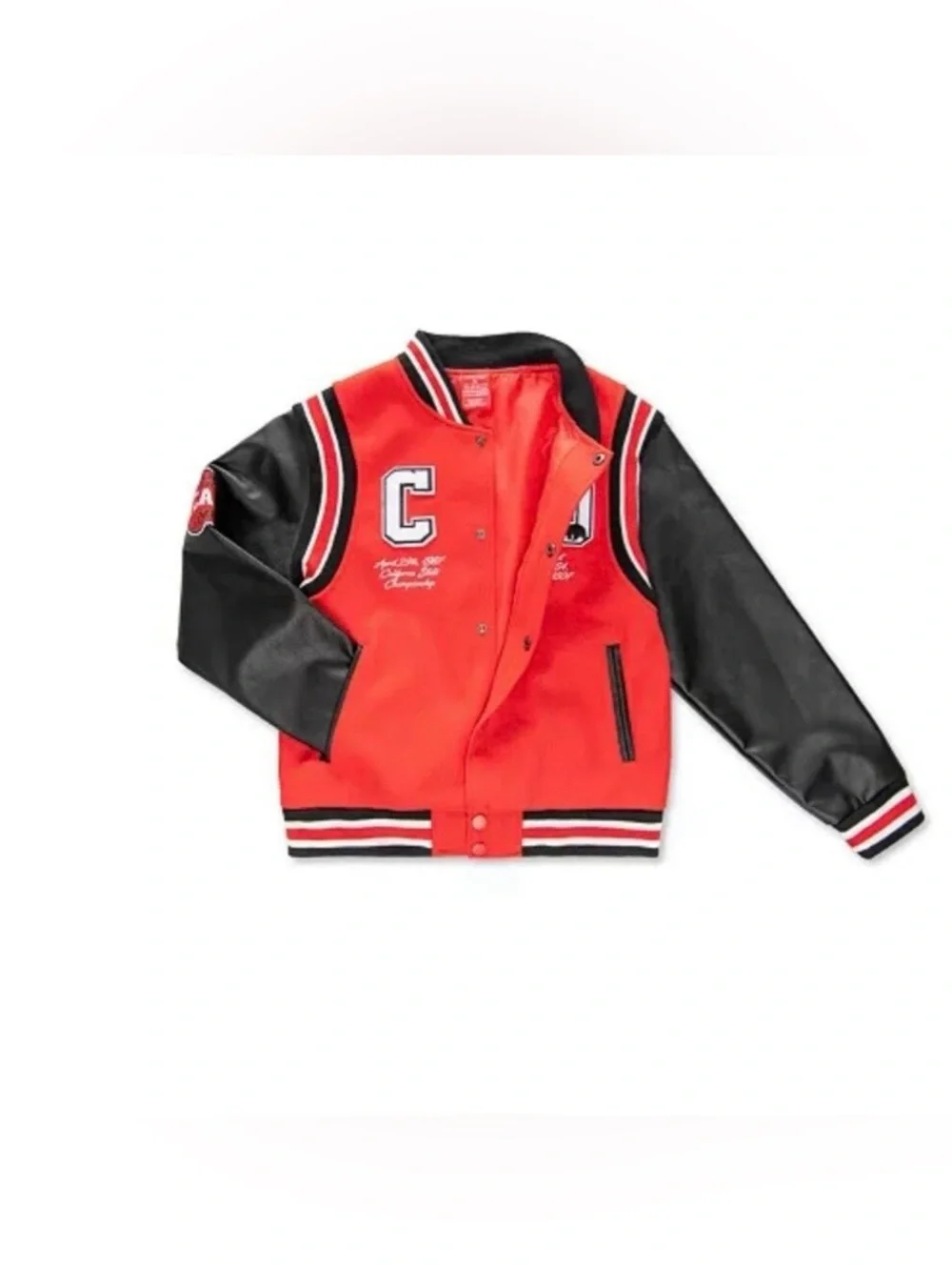 Source Unknown Red and Black Kids Varsity Letterman Jacket